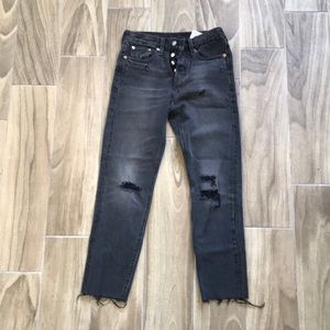 Black distressed Levis